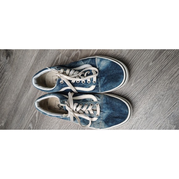 Vans Off The Wall Canvas Denim Sneakers Men 7‎ Classic White Blue - Picture 4 of 10